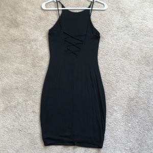 Black body con dress with strappy back